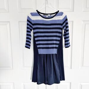 Sportmax Code Max Mara Striped Sweater Dress Blue Navy Knit Academia Preppy